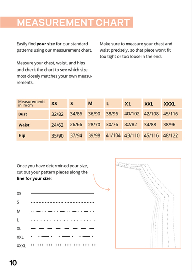 Sewing pattern skirt in midi length, XS-XXXL, Easy with video tutorial