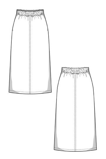 Sewing pattern skirt in midi length, XS-XXXL, Easy with video tutorial