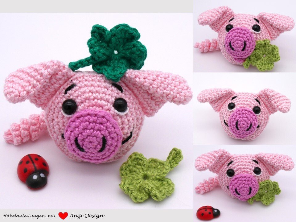 Häkelanleitung Glücksschweinchen mit Kleeblatt - Bild 2