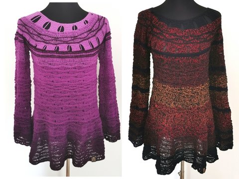 Pullover/Tunika/Kleid Kaminfeuer, Häkelanleitung