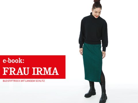 FRAU IRMA • schlanker Sweatrock mit Schlitz und Gummibund