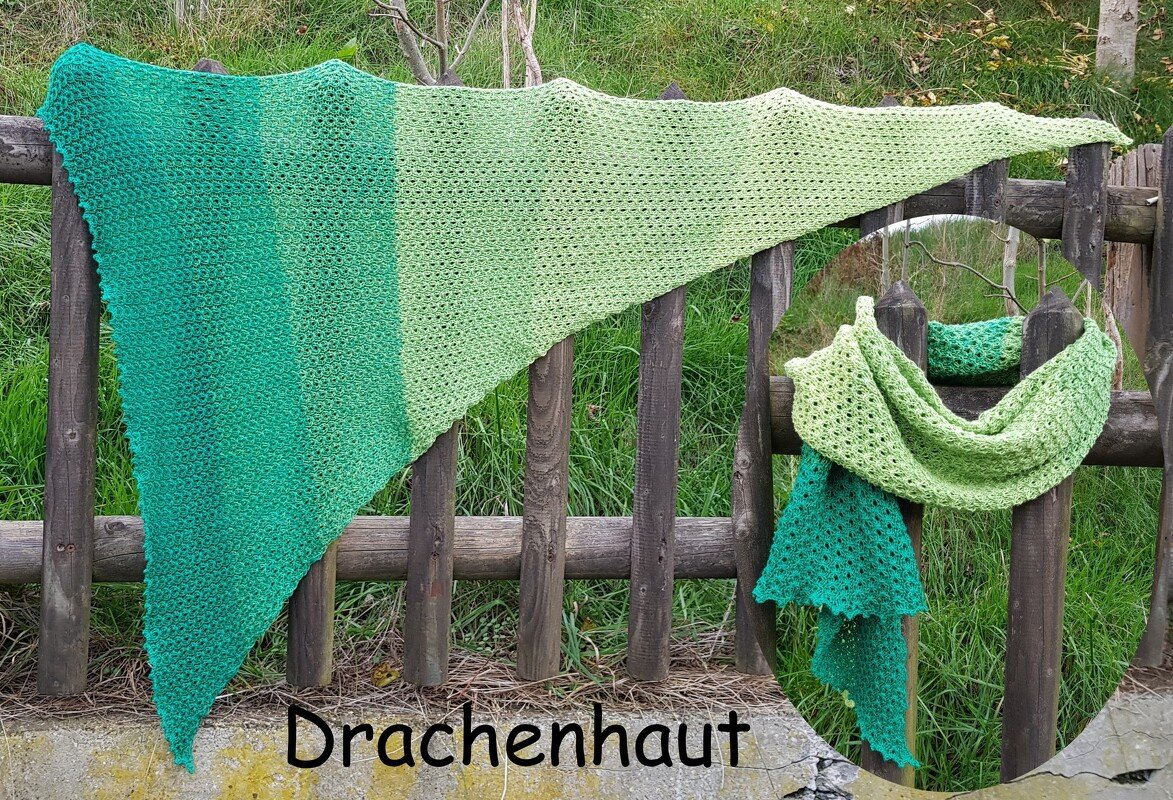 Strickanleitung für asymmetrisches Dreieckstuch "Drachenhaut" - Bild 4