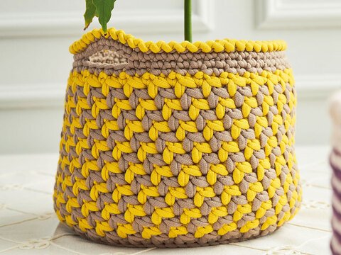 XL-KORB IN GOLD & LEINEN