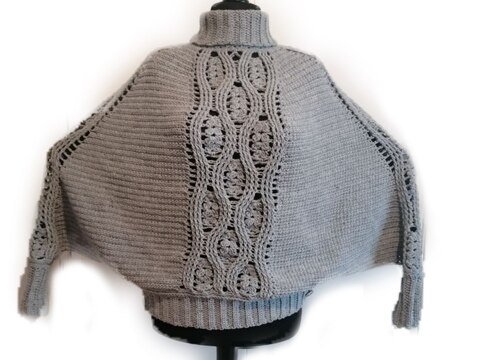 gehäkelter Pulloncho Schwesterzopf - eine Mischung aus Pulli und Poncho