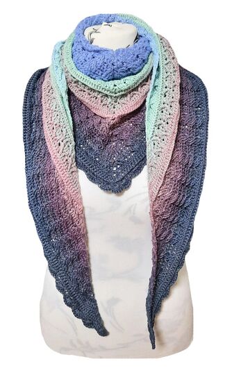 2 Häkelanleitungen Dreieckstuch Pigtails flach und normal