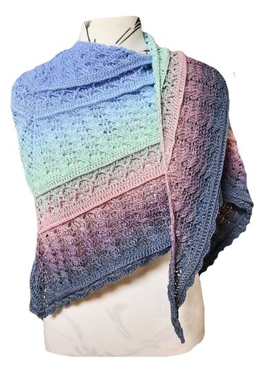 2 Häkelanleitungen Dreieckstuch Pigtails flach und normal