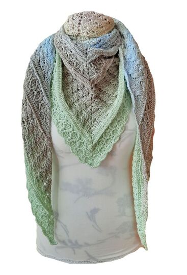 2 Häkelanleitungen Dreieckstuch Pigtails flach und normal