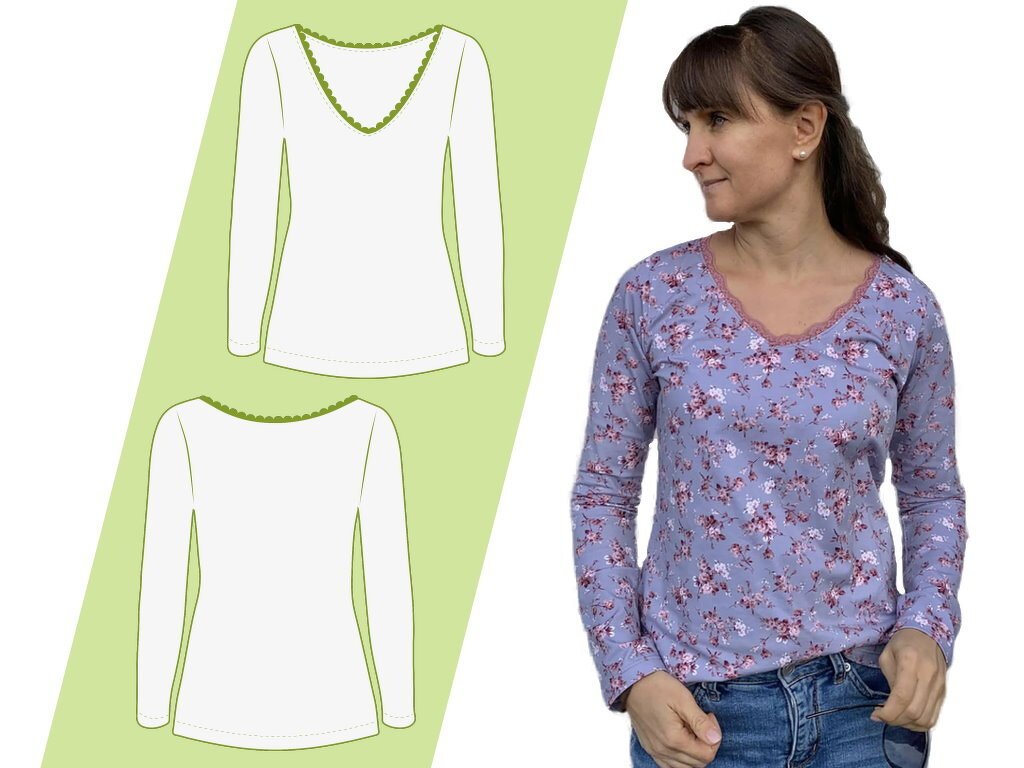 Schnittmuster Damenshirt mit V-Ausschnitt