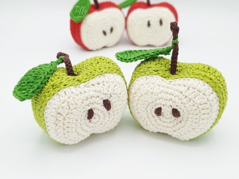 halber Apfel Amigurumi Häkelanleitung PDF