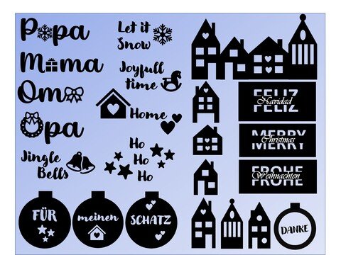 Plotterdateien (PNG) Weihnachts-Sammlung - Geschenkverzierung