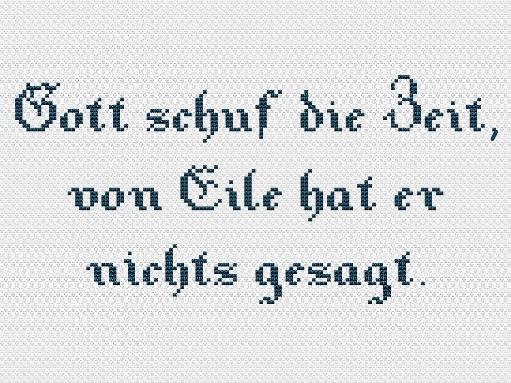 Kreuzstichvorlage "Gott schuf die Zeit" als PDF Download, einfach