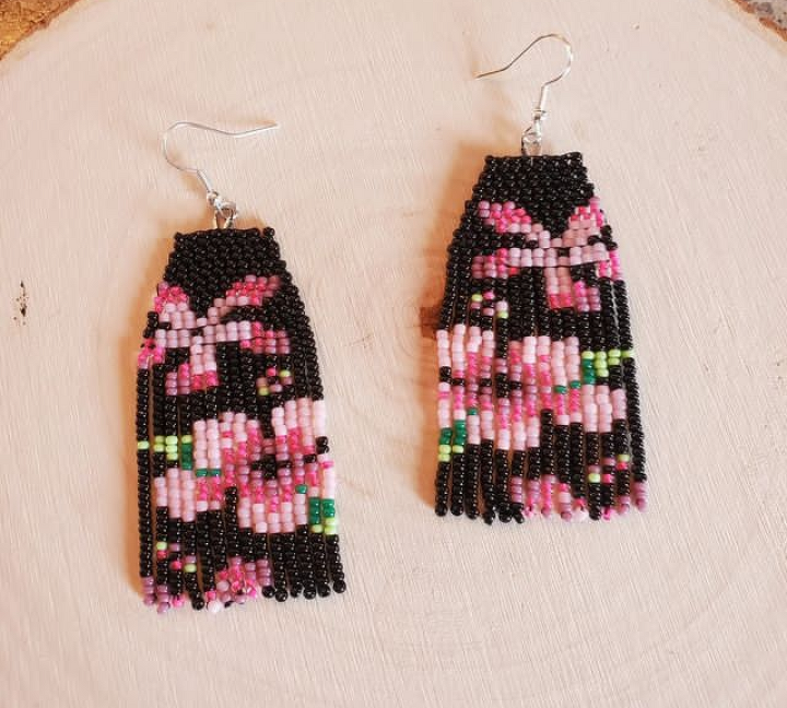 Plum Roses fringe earrings - Image 2