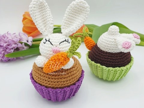 Osterhasen Cupcakes | Osterhasen Muffins Häkelanleitung PDF