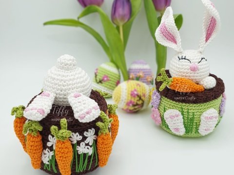Häschen Törtchen Set  | Ostern Deko Häkelanleitung PDF