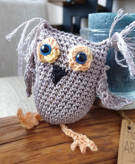 Eule Zizi -Schlüsselanhänger Taschenbaumler oder Kuscheltier Häkelanleitung