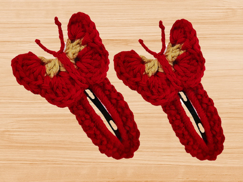A crochet butterfly hair clip pattern