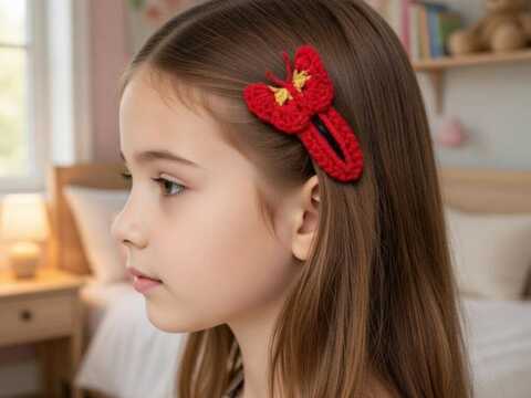 Häkelmuster Schmetterling Haarclip + Video auf Englisch