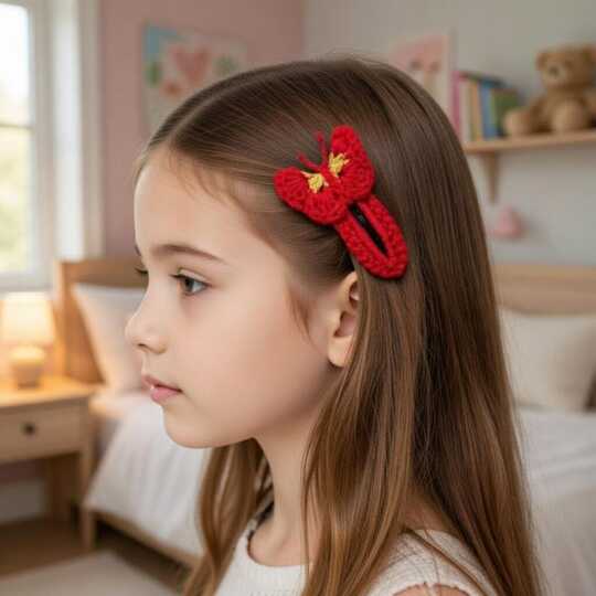Crochet Butterfly Hair Clip Pattern + English Video Tutorial
