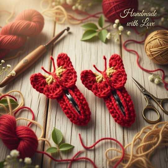 Crochet Butterfly Hair Clip Pattern + English Video Tutorial