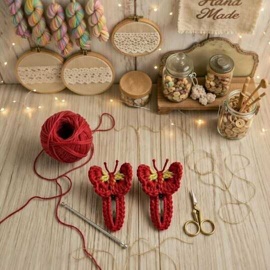 Crochet Butterfly Hair Clip Pattern + English Video Tutorial