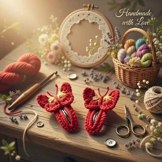 Crochet Butterfly Hair Clip Pattern + English Video Tutorial
