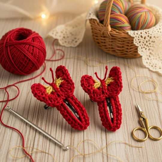 Crochet Butterfly Hair Clip Pattern + English Video Tutorial
