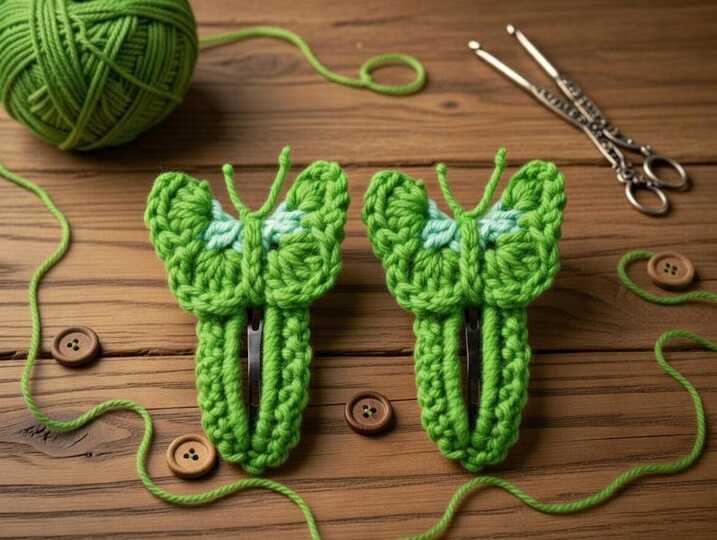 Crochet Butterfly Hair Clip Pattern + English Video Tutorial