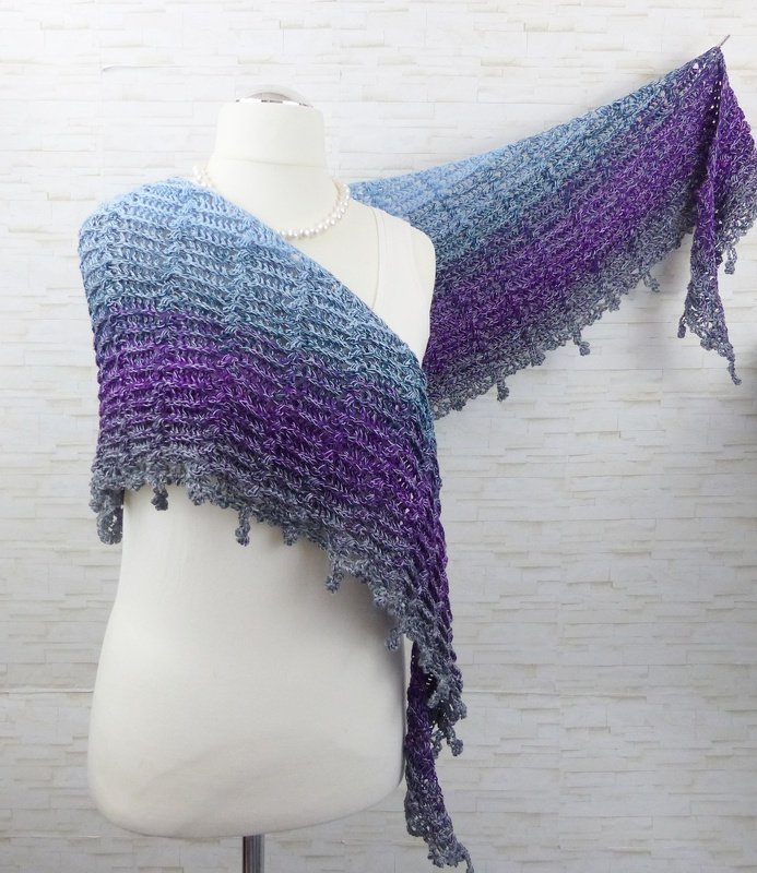 Winterzottel ein Dreieckstuch flach oder klassisch Häkelanleitung - Bild 8