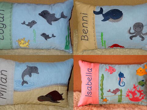 Stickdatei - SET Meer - Kissen ITH + Taschenbild