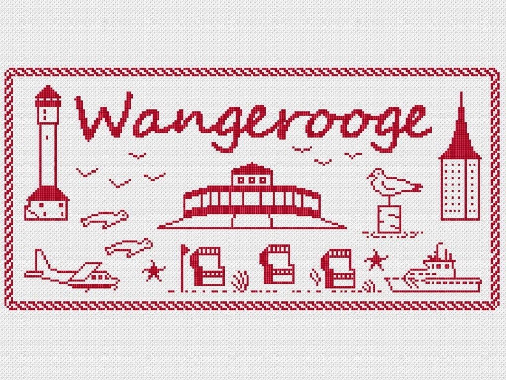 Kreuzstichvorlage Mustertuch Wangerooge als PDF Download für "Inselkinder"