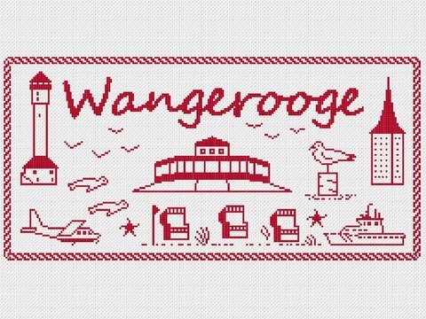 Kreuzstichvorlage Mustertuch Wangerooge als PDF Download für "Inselkinder"