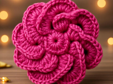 3D Crochet Flower – Rose Brooch Tutorial PDF + Video Tutorial English Only