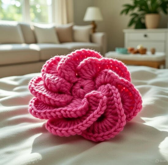 3D Crochet Flower – Rose Brooch Tutorial PDF + Video Tutorial English Only