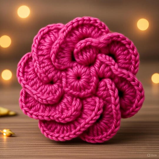 Häkelblume 3D – Rosenbrosche Tutorial PDF (einfach, Schritt-für-Schritt)