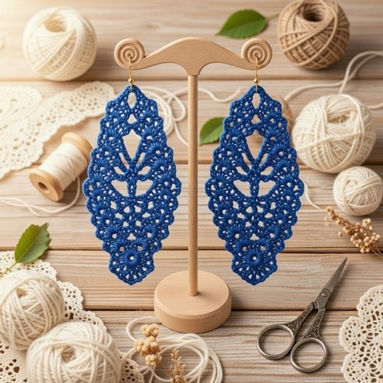 Crochet Leaf Earrings Pattern – PDF + Video Tutorial for Beginners