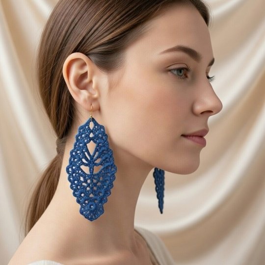 Crochet Leaf Earrings Pattern – PDF + Video Tutorial for Beginners