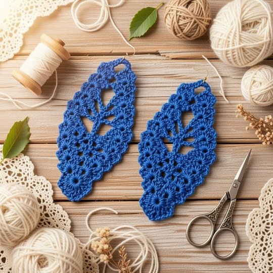 Crochet Leaf Earrings Pattern – PDF + Video Tutorial for Beginners