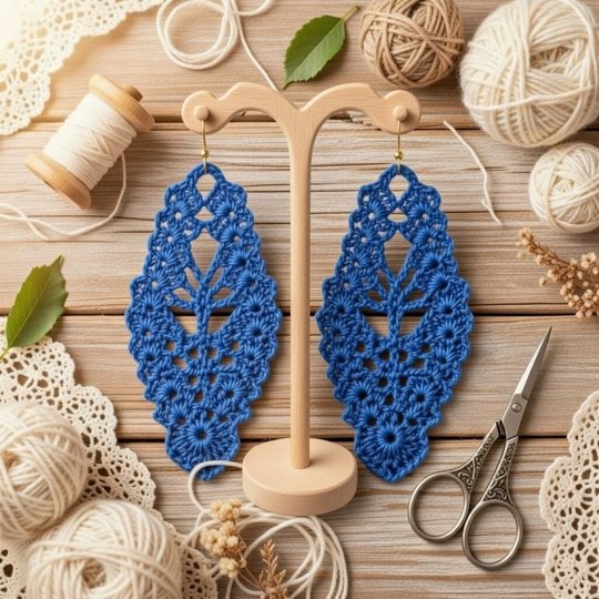 Crochet Leaf Earrings Pattern – PDF + Video Tutorial for Beginners