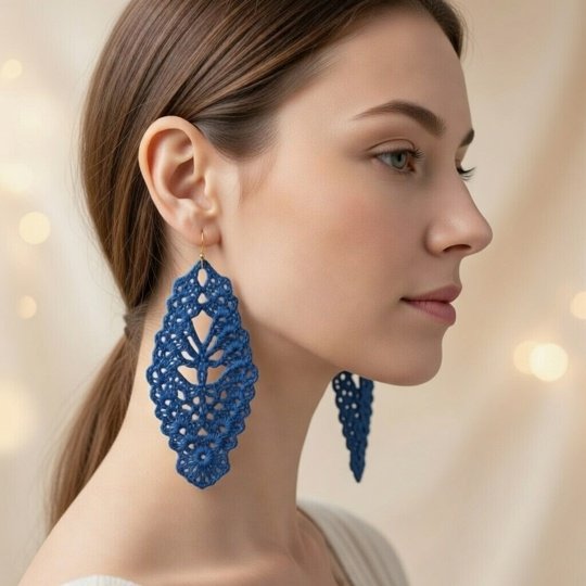 Crochet Leaf Earrings Pattern – PDF + Video Tutorial for Beginners