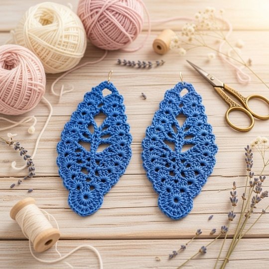 Crochet Leaf Earrings Pattern – PDF + Video Tutorial for Beginners