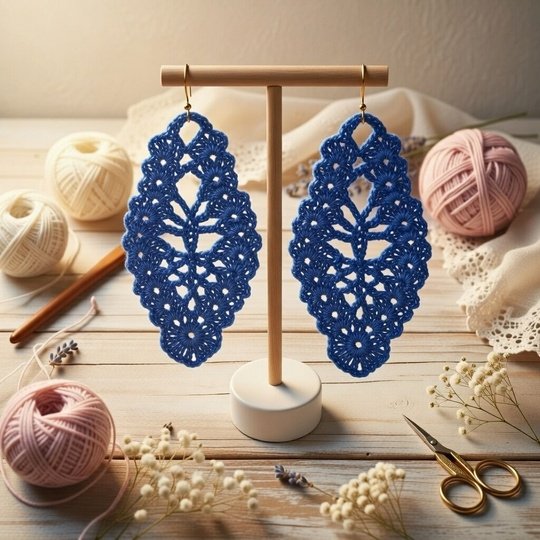 Crochet Leaf Earrings Pattern – PDF + Video Tutorial for Beginners