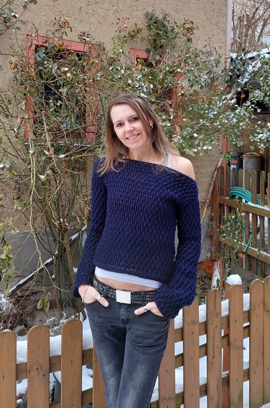 Häkelanleitung Pullover "marine" Pullover Off-Shoulder häkeln - Bild 3