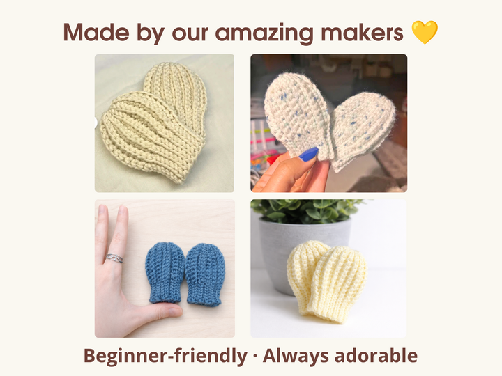 Crochet baby mittens pattern, warm thumbless winter mittens newborn baby