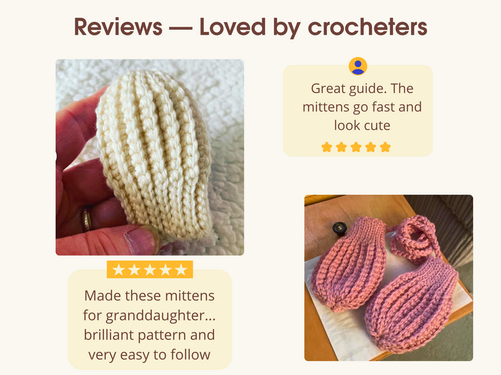 Crochet baby mittens pattern, warm thumbless winter mittens newborn baby