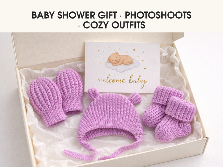 Crochet baby mittens pattern, warm thumbless winter mittens newborn baby