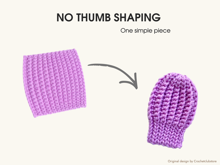 Crochet baby mittens pattern, warm thumbless winter mittens newborn baby