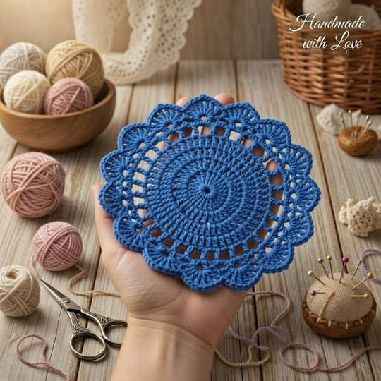 Häkelanleitung Untersetzer PDF + Video – Seidiges Rundmotiv