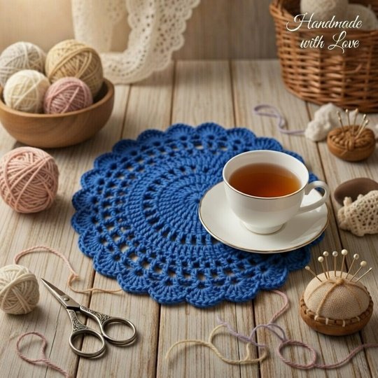 Silk Crochet Coaster Pattern PDF + Video – Elegant Round Motif