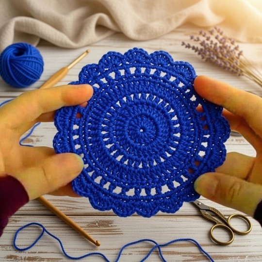 Silk Crochet Coaster Pattern PDF + Video – Elegant Round Motif