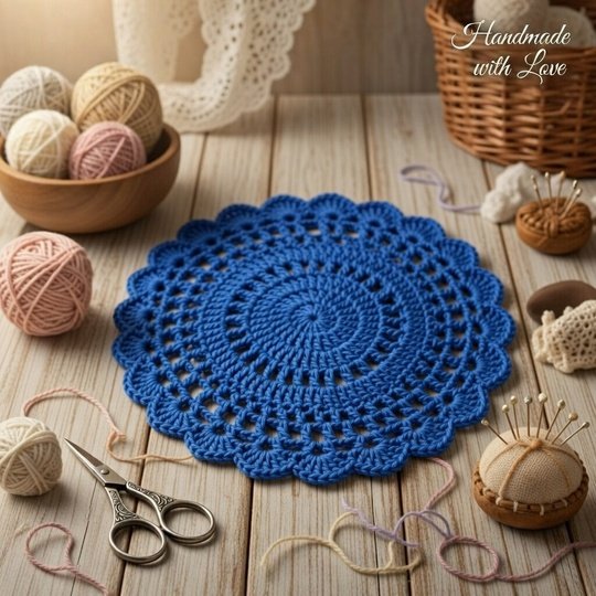 Silk Crochet Coaster Pattern PDF + Video – Elegant Round Motif